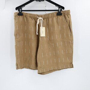 NWT Alex Crane Bo Shorts Men’s 3XL 7" Linen chai rain Drawstring Graphic Print